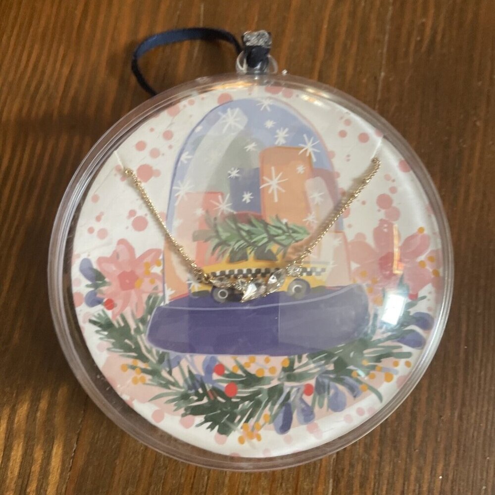 Mud Pie Antiqued Gold Tone Clear Stones Ornament Gift Pendant Necklace